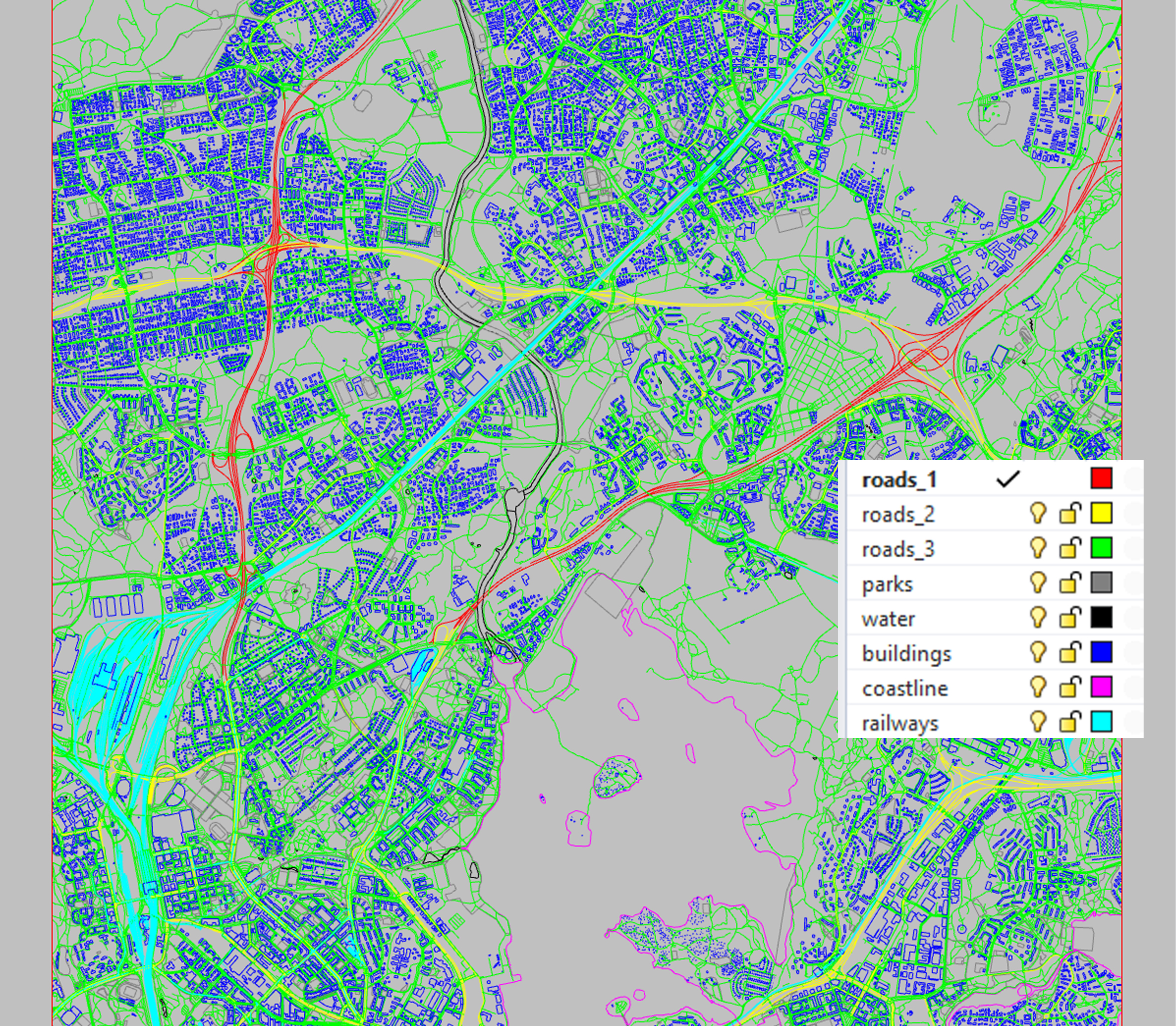 Combined screencaptures from Rhinoceros 7, file: Helsinki base map